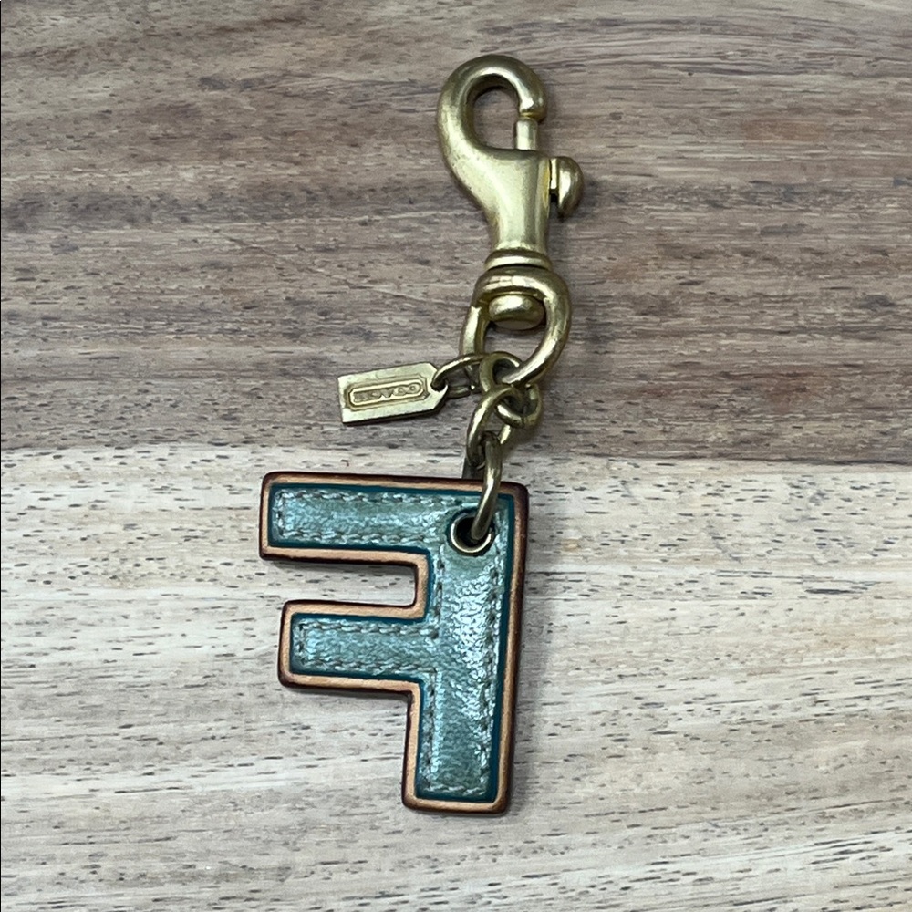 Coach Brown Leather Letter F Bag Charm - Picture 2 of 4